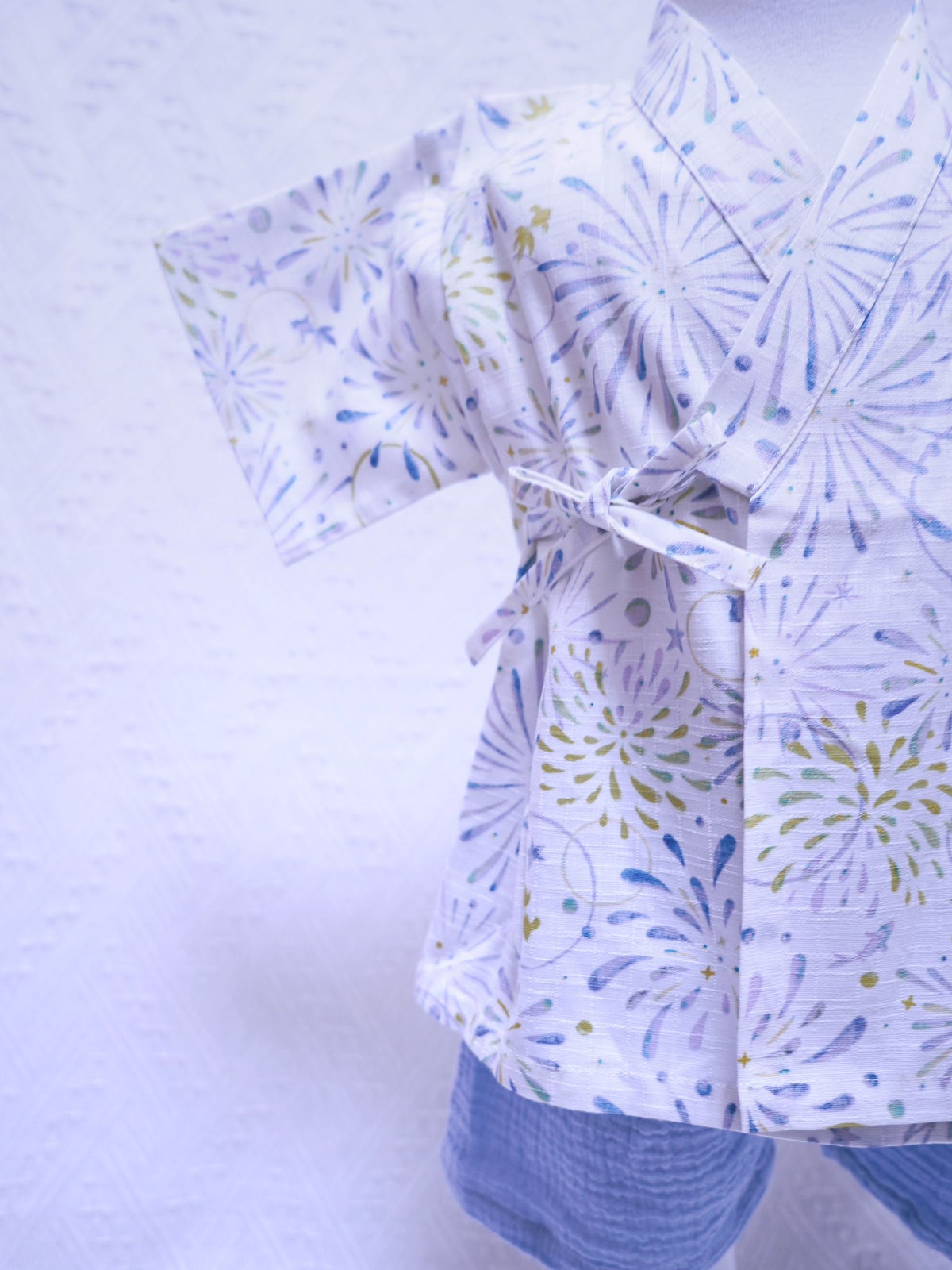 Crazy for Kids Japanese-Style Yukata for Kids (Blue Fireworks)